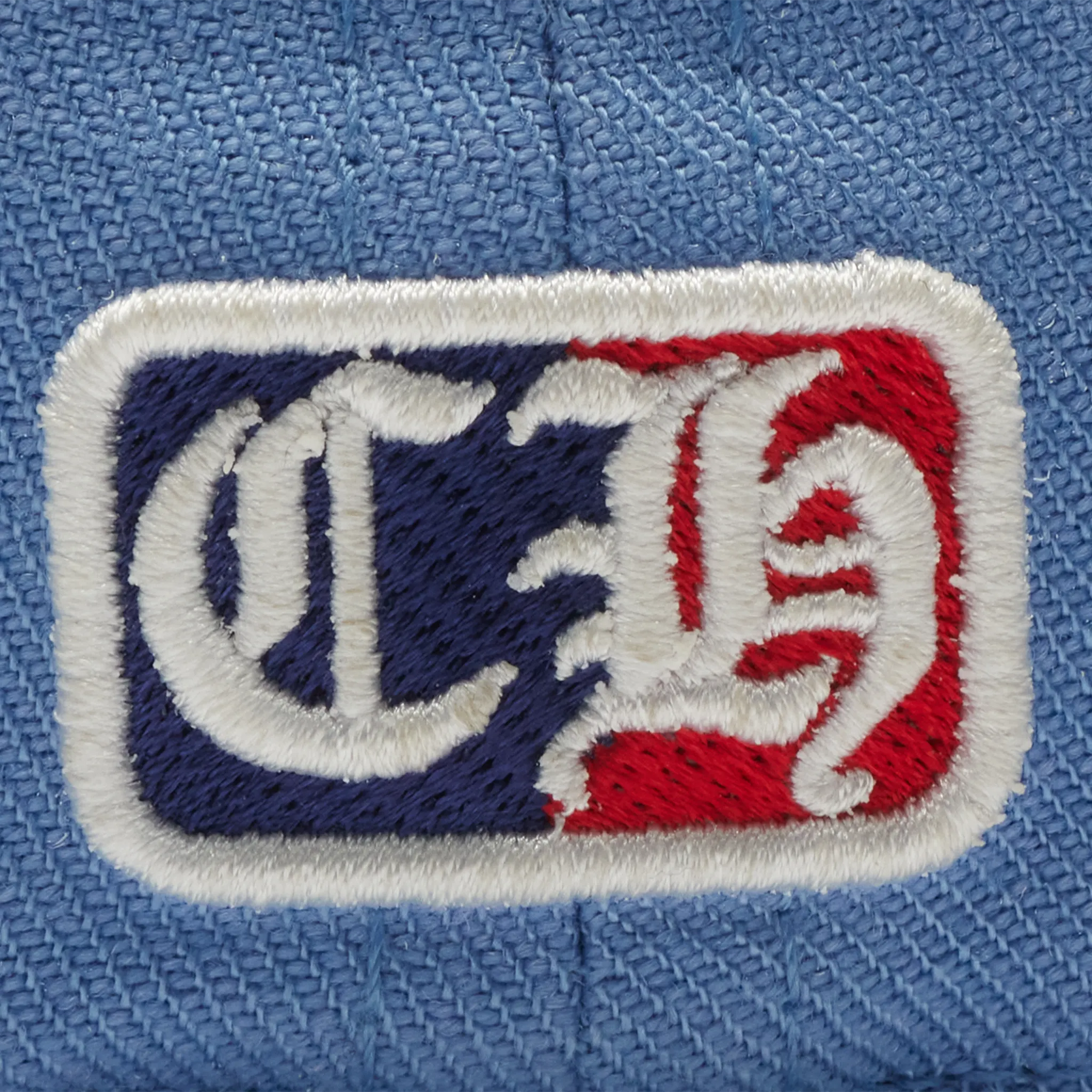 Detailed View of Chrome Hearts Vinny Heart Embroidered Light Blue Baseball Cap